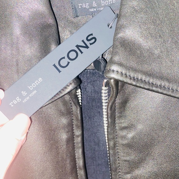 NWT $1200 Rag & Bone ICONS ‘Andrea’ black Leather Jacket - Picture 9 of 15